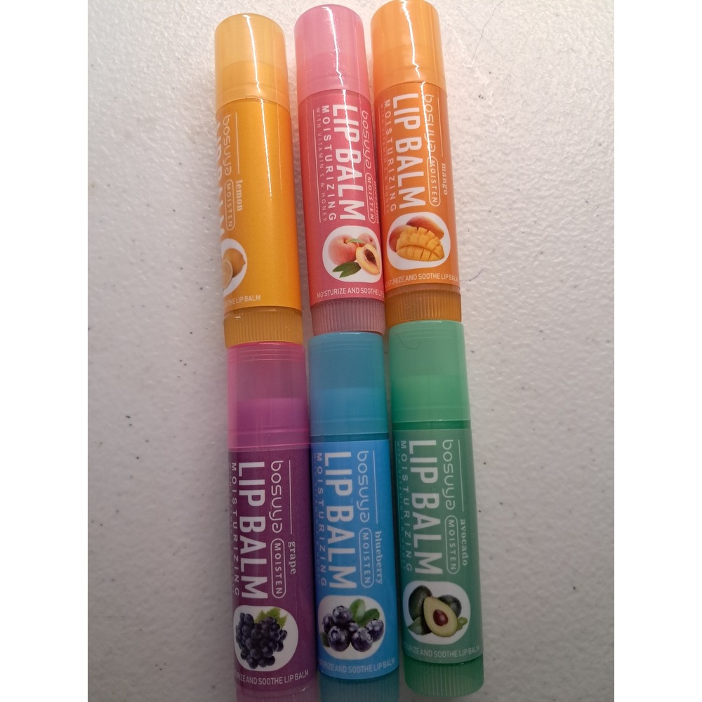 Bosuya Moisten Moisturizing Lip Balm‎ Set 6 Pack Fruit Flavors Vitamin E Honey